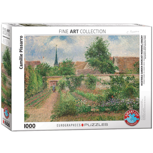 пъзел Eurographics 1000 - Vegetable Garden Overcast Morning Eragny|Зеленчукова градина, цъфнали дървета, пролет